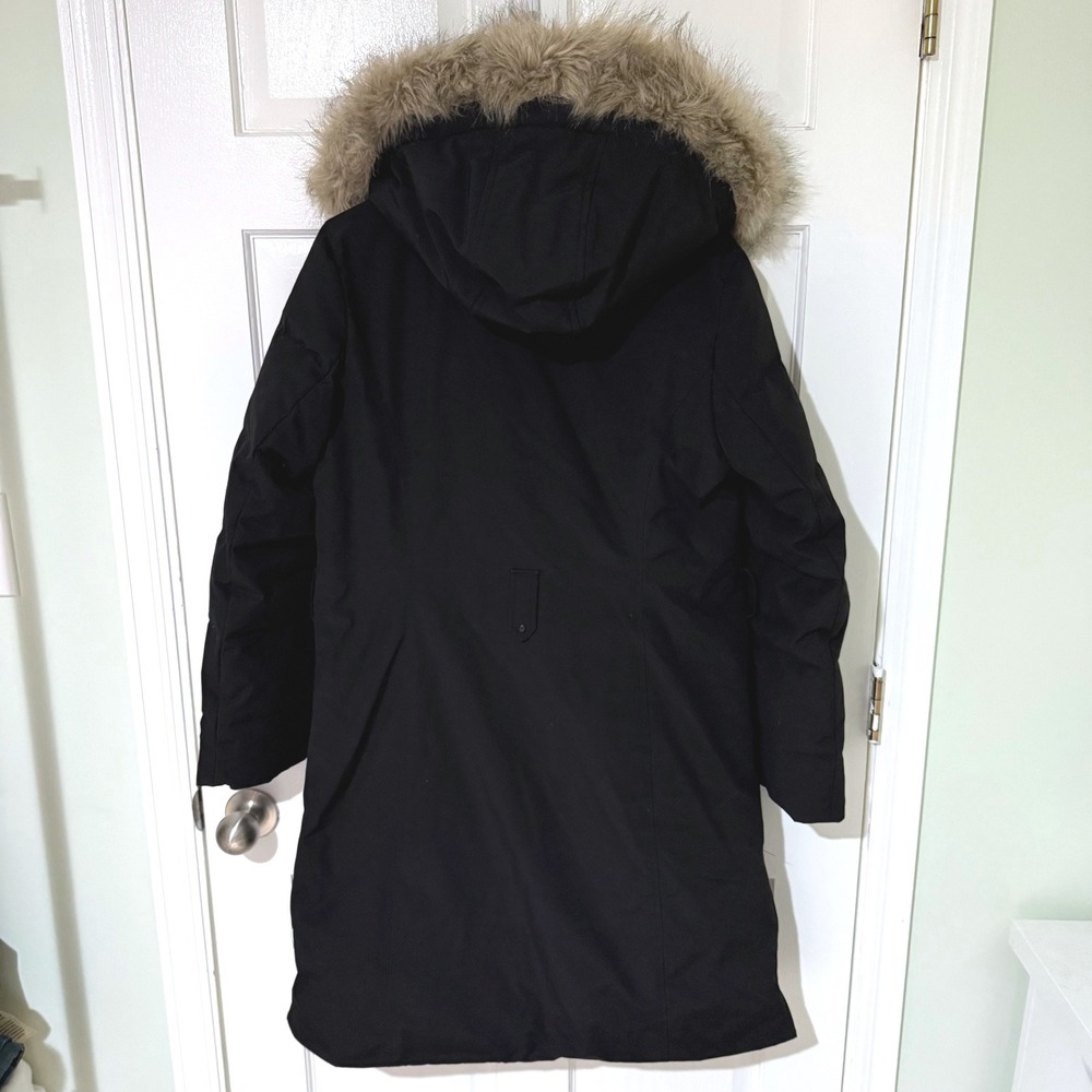 Lauren Ralph Lauren Black Down Parka Faux Fur Hooded Coat Womens Medium - Picture 4 of 7